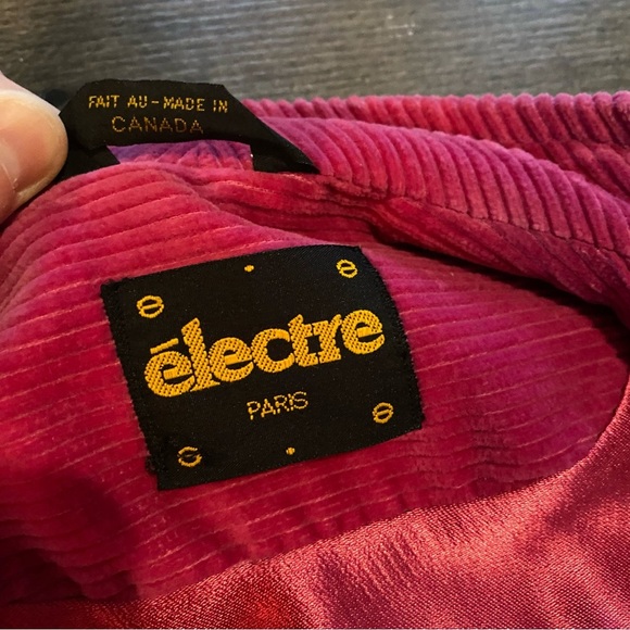 Vintage Electre Paris Corduroy trench coat pink belted coat fushia pink - Picture 8 of 12